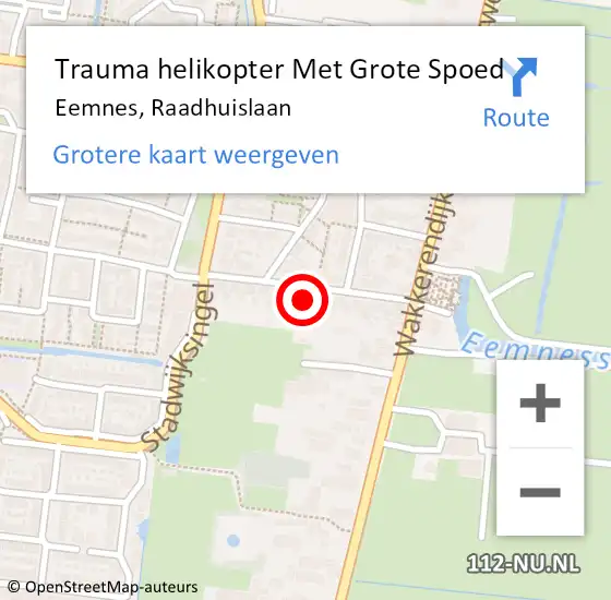 Locatie op kaart van de 112 melding: Trauma helikopter Met Grote Spoed Naar Eemnes, Raadhuislaan op 7 augustus 2021 18:53