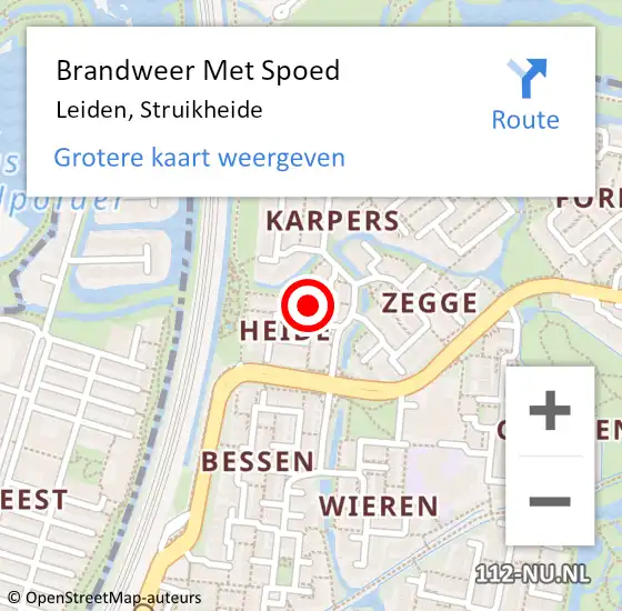 Locatie op kaart van de 112 melding: Brandweer Met Spoed Naar Leiden, Struikheide op 19 juni 2014 04:57