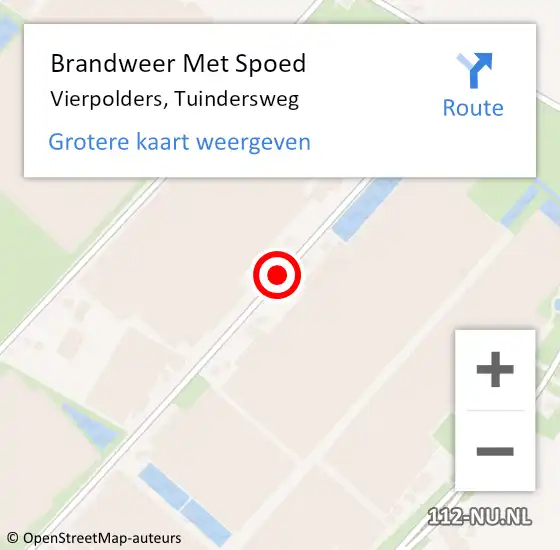 Locatie op kaart van de 112 melding: Brandweer Met Spoed Naar Vierpolders, Tuindersweg op 7 augustus 2021 19:45