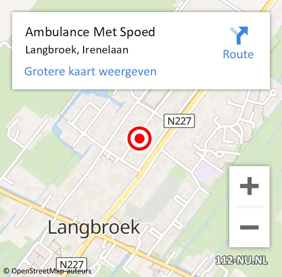 Locatie op kaart van de 112 melding: Ambulance Met Spoed Naar Langbroek, Irenelaan op 19 juni 2014 05:16