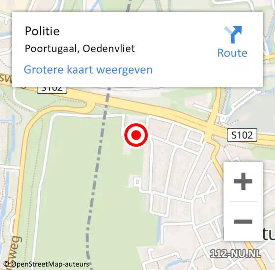 Locatie op kaart van de 112 melding: Politie Poortugaal, Oedenvliet op 7 augustus 2021 20:05