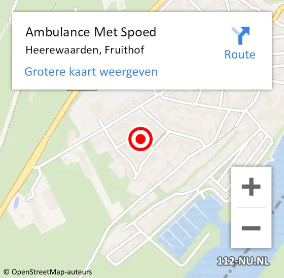 Locatie op kaart van de 112 melding: Ambulance Met Spoed Naar Heerewaarden, Fruithof op 7 augustus 2021 20:11