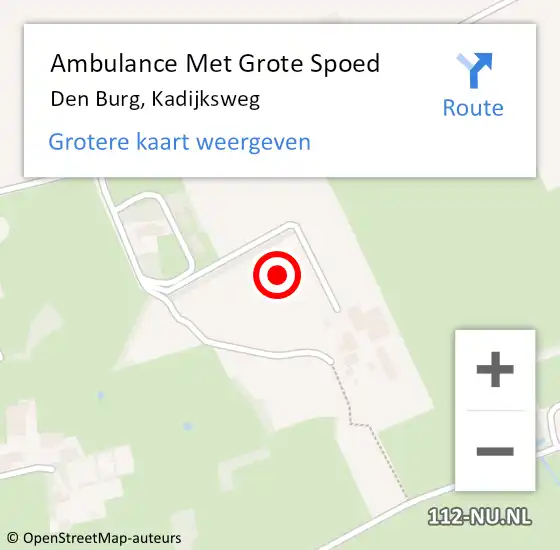 Locatie op kaart van de 112 melding: Ambulance Met Grote Spoed Naar Den Burg, Kadijksweg op 7 augustus 2021 20:26