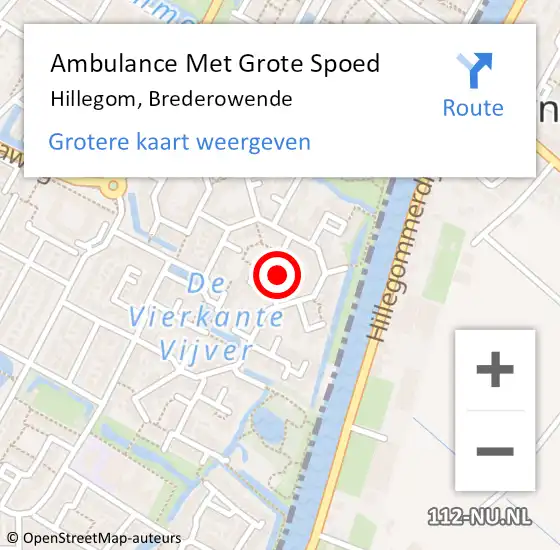 Locatie op kaart van de 112 melding: Ambulance Met Grote Spoed Naar Hillegom, Brederowende op 19 juni 2014 05:27