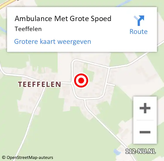Locatie op kaart van de 112 melding: Ambulance Met Grote Spoed Naar Teeffelen op 7 augustus 2021 20:55
