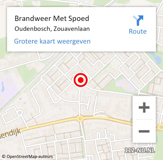 Locatie op kaart van de 112 melding: Brandweer Met Spoed Naar Oudenbosch, Zouavenlaan op 7 augustus 2021 21:30