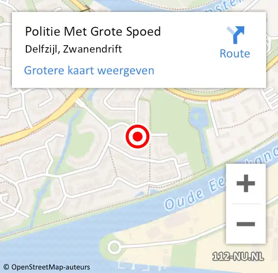 Locatie op kaart van de 112 melding: Politie Met Grote Spoed Naar Delfzijl, Zwanendrift op 7 augustus 2021 22:03