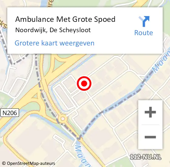 Locatie op kaart van de 112 melding: Ambulance Met Grote Spoed Naar Noordwijk, De Scheysloot op 7 augustus 2021 22:17