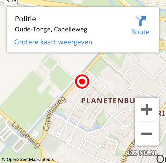 Locatie op kaart van de 112 melding: Politie Oude-Tonge, Capelleweg op 7 augustus 2021 22:25