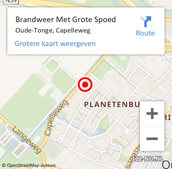 Locatie op kaart van de 112 melding: Brandweer Met Grote Spoed Naar Oude-Tonge, Capelleweg op 7 augustus 2021 22:25