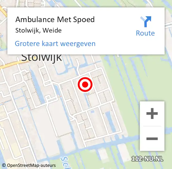 Locatie op kaart van de 112 melding: Ambulance Met Spoed Naar Stolwijk, Weide op 7 augustus 2021 23:06