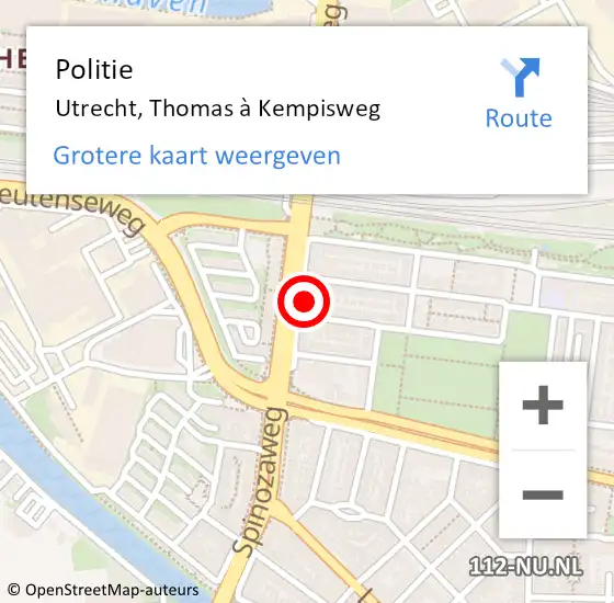 Locatie op kaart van de 112 melding: Politie Utrecht, Thomas à Kempisweg op 7 augustus 2021 23:19