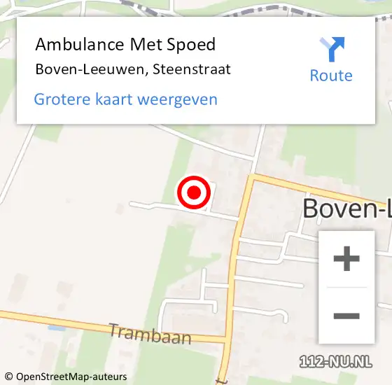 Locatie op kaart van de 112 melding: Ambulance Met Spoed Naar Boven-Leeuwen, Steenstraat op 7 augustus 2021 23:27