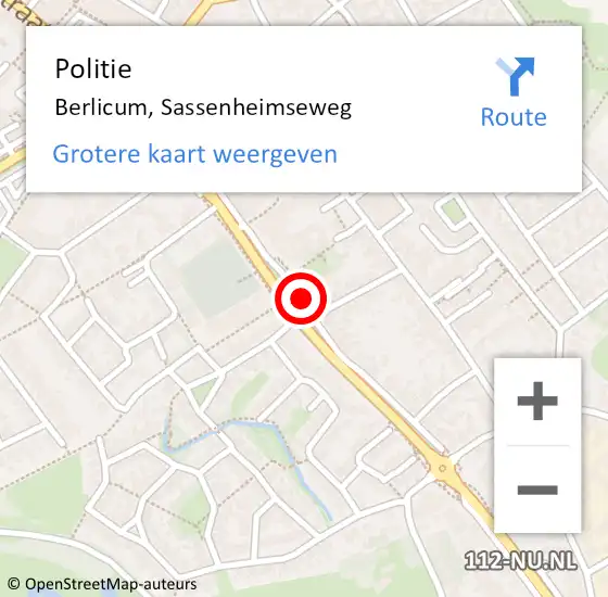 Locatie op kaart van de 112 melding: Politie Berlicum, Sassenheimseweg op 7 augustus 2021 23:34