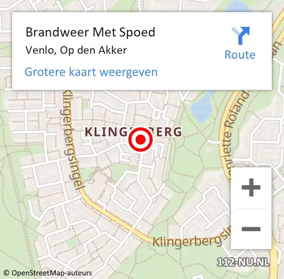 Locatie op kaart van de 112 melding: Brandweer Met Spoed Naar Venlo, Op den Akker op 7 augustus 2021 23:48