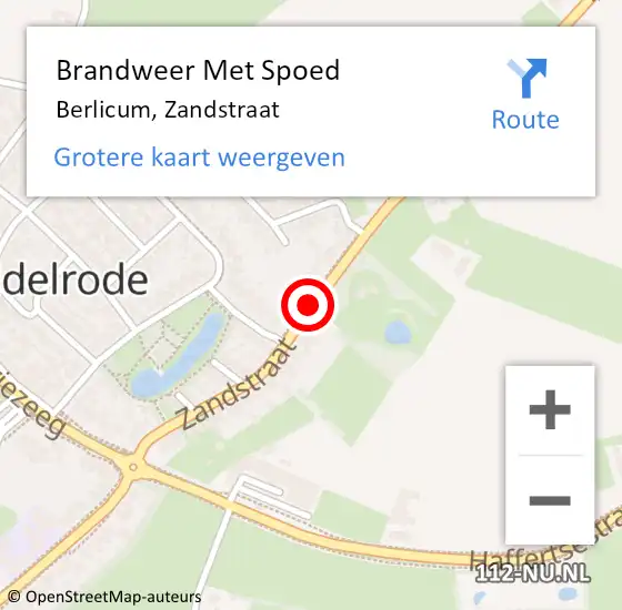 Locatie op kaart van de 112 melding: Brandweer Met Spoed Naar Berlicum, Zandstraat op 8 augustus 2021 00:08