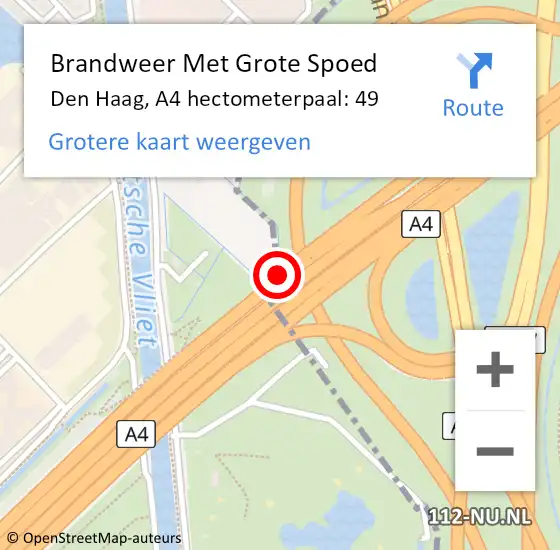 Locatie op kaart van de 112 melding: Brandweer Met Grote Spoed Naar Den Haag, A4 hectometerpaal: 49 op 8 augustus 2021 00:19