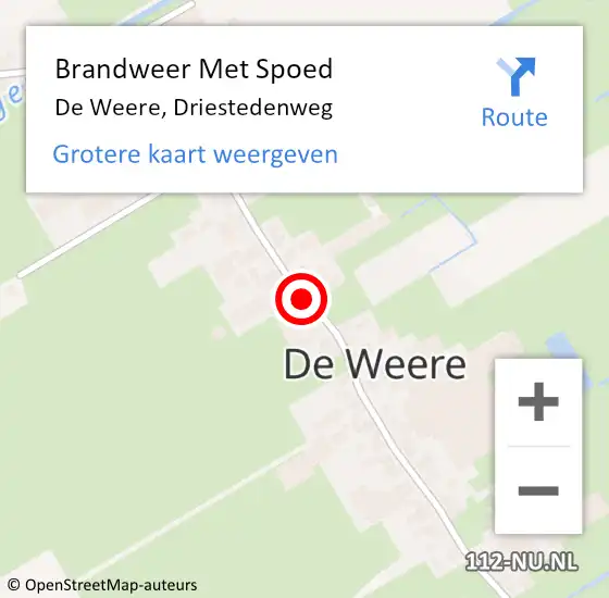 Locatie op kaart van de 112 melding: Brandweer Met Spoed Naar De Weere, Driestedenweg op 8 augustus 2021 01:03