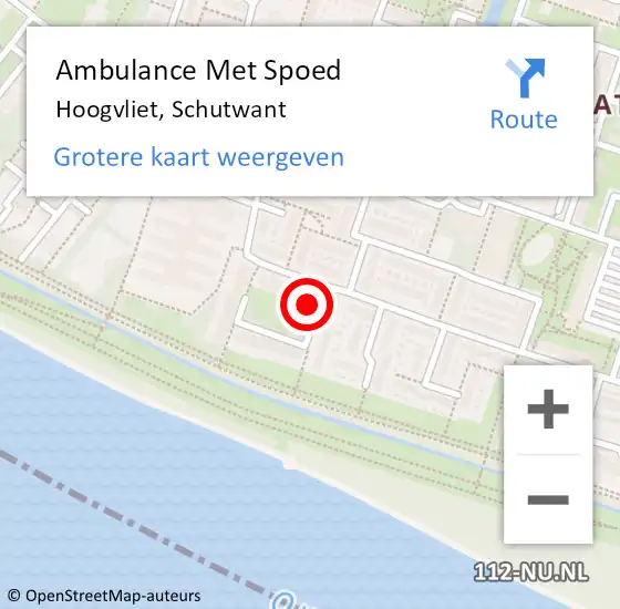 Locatie op kaart van de 112 melding: Ambulance Met Spoed Naar Hoogvliet, Schutwant op 8 augustus 2021 01:45