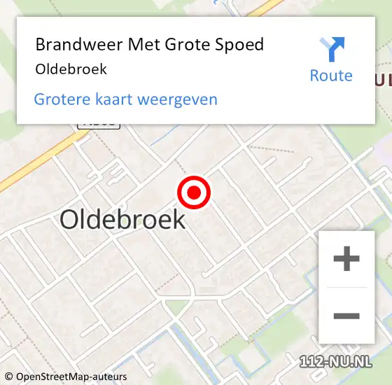 Locatie op kaart van de 112 melding: Brandweer Met Grote Spoed Naar Oldebroek op 8 augustus 2021 02:27