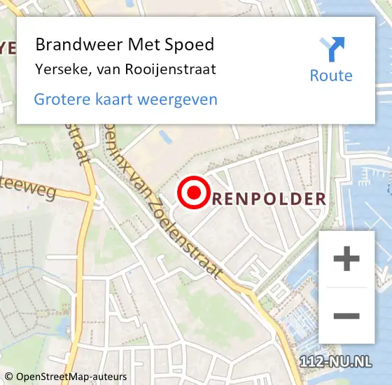 Locatie op kaart van de 112 melding: Brandweer Met Spoed Naar Yerseke, van Rooijenstraat op 8 augustus 2021 04:13