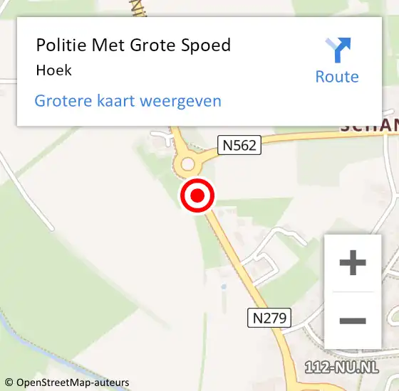 Locatie op kaart van de 112 melding: Politie Met Grote Spoed Naar Hoek op 8 augustus 2021 06:03