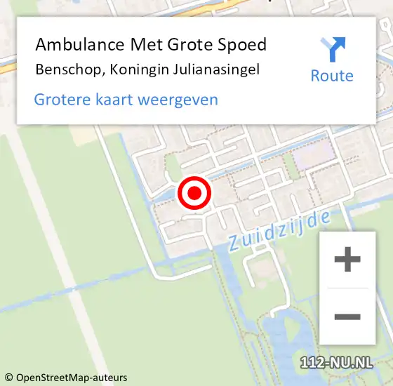 Locatie op kaart van de 112 melding: Ambulance Met Grote Spoed Naar Benschop, Koningin Julianasingel op 5 oktober 2013 14:49