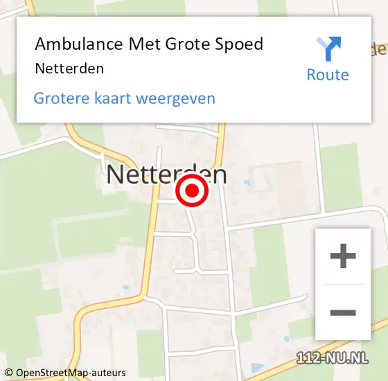 Locatie op kaart van de 112 melding: Ambulance Met Grote Spoed Naar Netterden op 8 augustus 2021 07:25