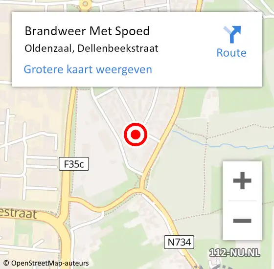 Locatie op kaart van de 112 melding: Brandweer Met Spoed Naar Oldenzaal, Dellenbeekstraat op 8 augustus 2021 07:31