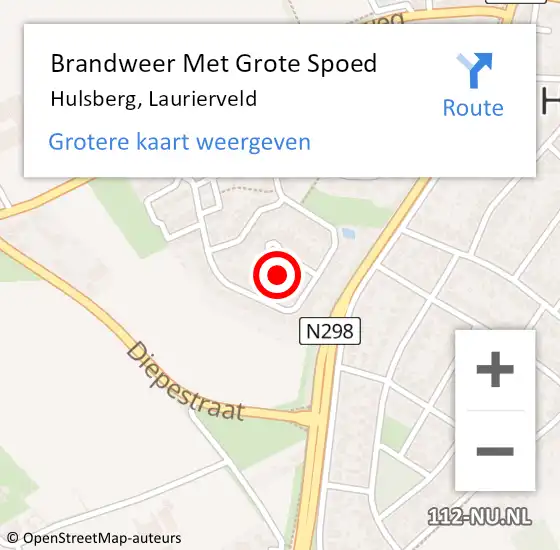 Locatie op kaart van de 112 melding: Brandweer Met Grote Spoed Naar Hulsberg, Laurierveld op 8 augustus 2021 08:22