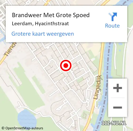 Locatie op kaart van de 112 melding: Brandweer Met Grote Spoed Naar Leerdam, Hyacinthstraat op 8 augustus 2021 08:47