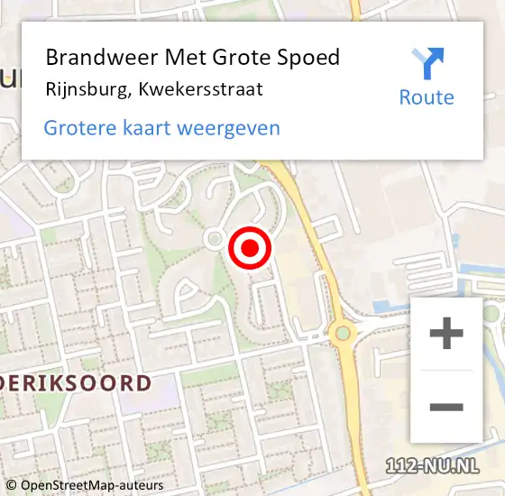 Locatie op kaart van de 112 melding: Brandweer Met Grote Spoed Naar Rijnsburg, Kwekersstraat op 8 augustus 2021 08:56