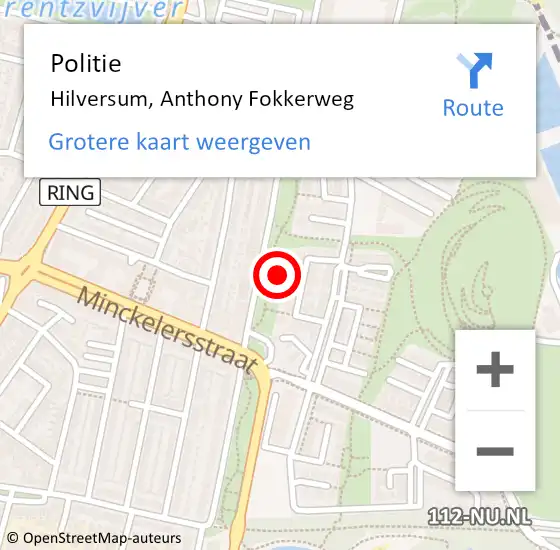 Locatie op kaart van de 112 melding: Politie Hilversum, Anthony Fokkerweg op 8 augustus 2021 09:19