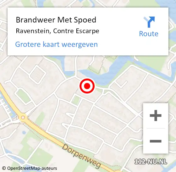 Locatie op kaart van de 112 melding: Brandweer Met Spoed Naar Ravenstein, Contre Escarpe op 8 augustus 2021 09:25