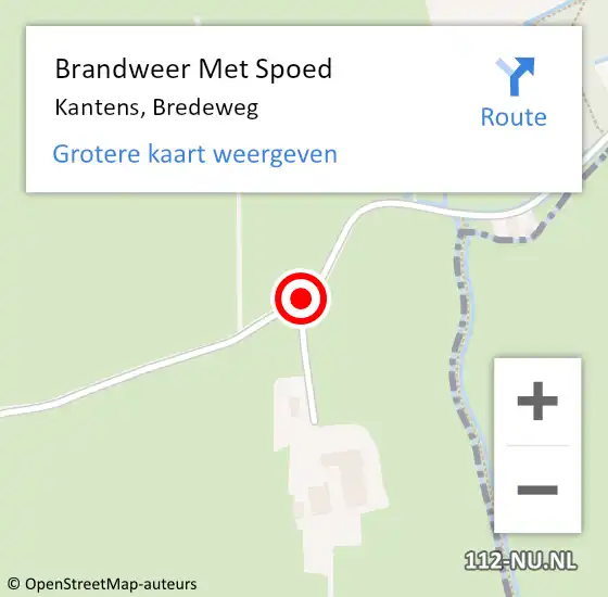 Locatie op kaart van de 112 melding: Brandweer Met Spoed Naar Kantens, Bredeweg op 8 augustus 2021 09:30