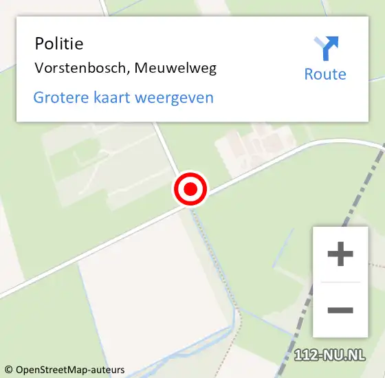 Locatie op kaart van de 112 melding: Politie Vorstenbosch, Meuwelweg op 8 augustus 2021 09:55