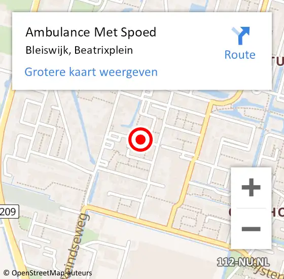 Locatie op kaart van de 112 melding: Ambulance Met Spoed Naar Bleiswijk, Beatrixplein op 8 augustus 2021 10:00