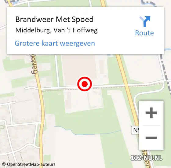 Locatie op kaart van de 112 melding: Brandweer Met Spoed Naar Middelburg, Van 't Hoffweg op 8 augustus 2021 10:02