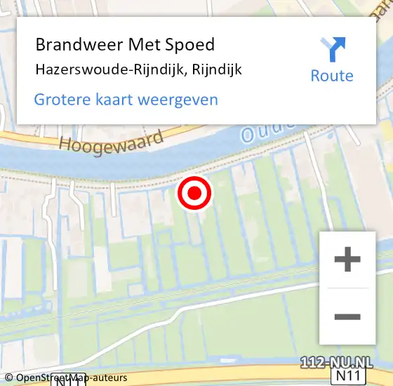 Locatie op kaart van de 112 melding: Brandweer Met Spoed Naar Hazerswoude-Rijndijk, Rijndijk op 8 augustus 2021 10:38