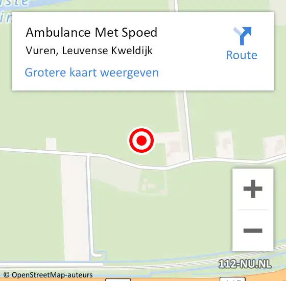 Locatie op kaart van de 112 melding: Ambulance Met Spoed Naar Vuren, Leuvense Kweldijk op 8 augustus 2021 10:38