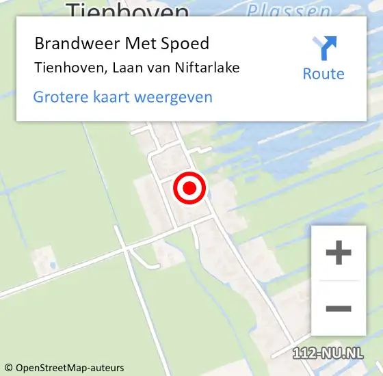 Locatie op kaart van de 112 melding: Brandweer Met Spoed Naar Tienhoven, Laan van Niftarlake op 8 augustus 2021 10:38