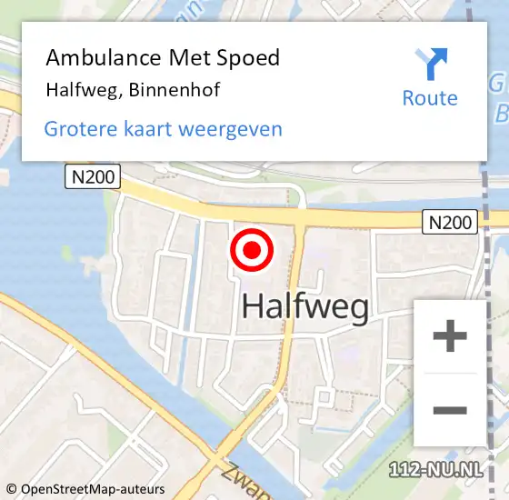 Locatie op kaart van de 112 melding: Ambulance Met Spoed Naar Halfweg, Binnenhof op 8 augustus 2021 10:50