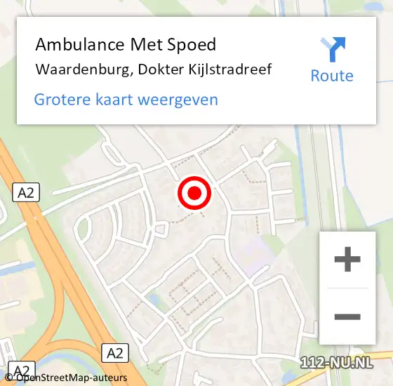 Locatie op kaart van de 112 melding: Ambulance Met Spoed Naar Waardenburg, Dokter Kijlstradreef op 8 augustus 2021 10:52