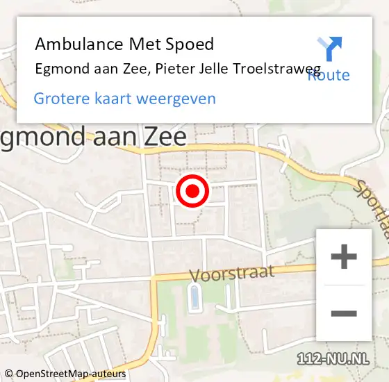 Locatie op kaart van de 112 melding: Ambulance Met Spoed Naar Egmond aan Zee, Pieter Jelle Troelstraweg op 8 augustus 2021 11:00