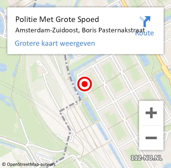 Locatie op kaart van de 112 melding: Politie Met Grote Spoed Naar Amsterdam-Zuidoost, Boris Pasternakstraat op 8 augustus 2021 12:05