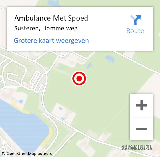 Locatie op kaart van de 112 melding: Ambulance Met Spoed Naar Susteren, Hommelweg op 8 augustus 2021 12:22