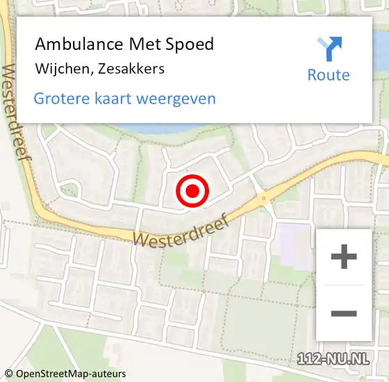 Locatie op kaart van de 112 melding: Ambulance Met Spoed Naar Wijchen, Zesakkers op 8 augustus 2021 12:25