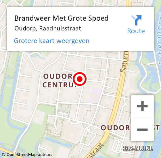 Locatie op kaart van de 112 melding: Brandweer Met Grote Spoed Naar Oudorp, Raadhuisstraat op 8 augustus 2021 12:26