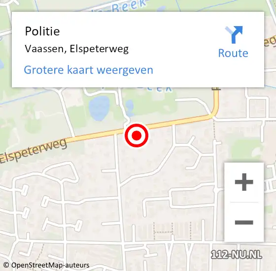 Locatie op kaart van de 112 melding: Politie Vaassen, Elspeterweg op 8 augustus 2021 12:28