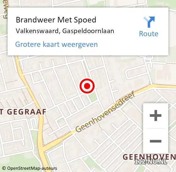 Locatie op kaart van de 112 melding: Brandweer Met Spoed Naar Valkenswaard, Gaspeldoornlaan op 8 augustus 2021 12:35